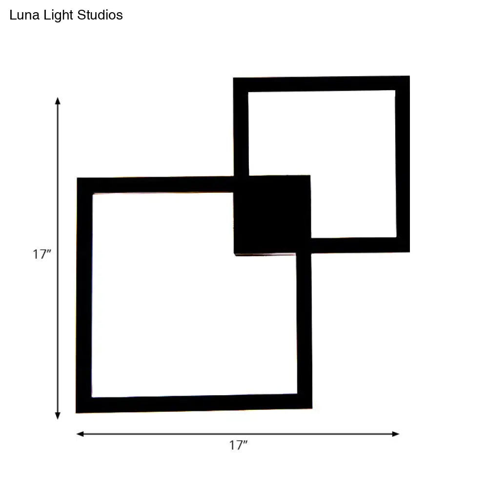Modern black & white overlapping square acrylic shade wall sconce dining room