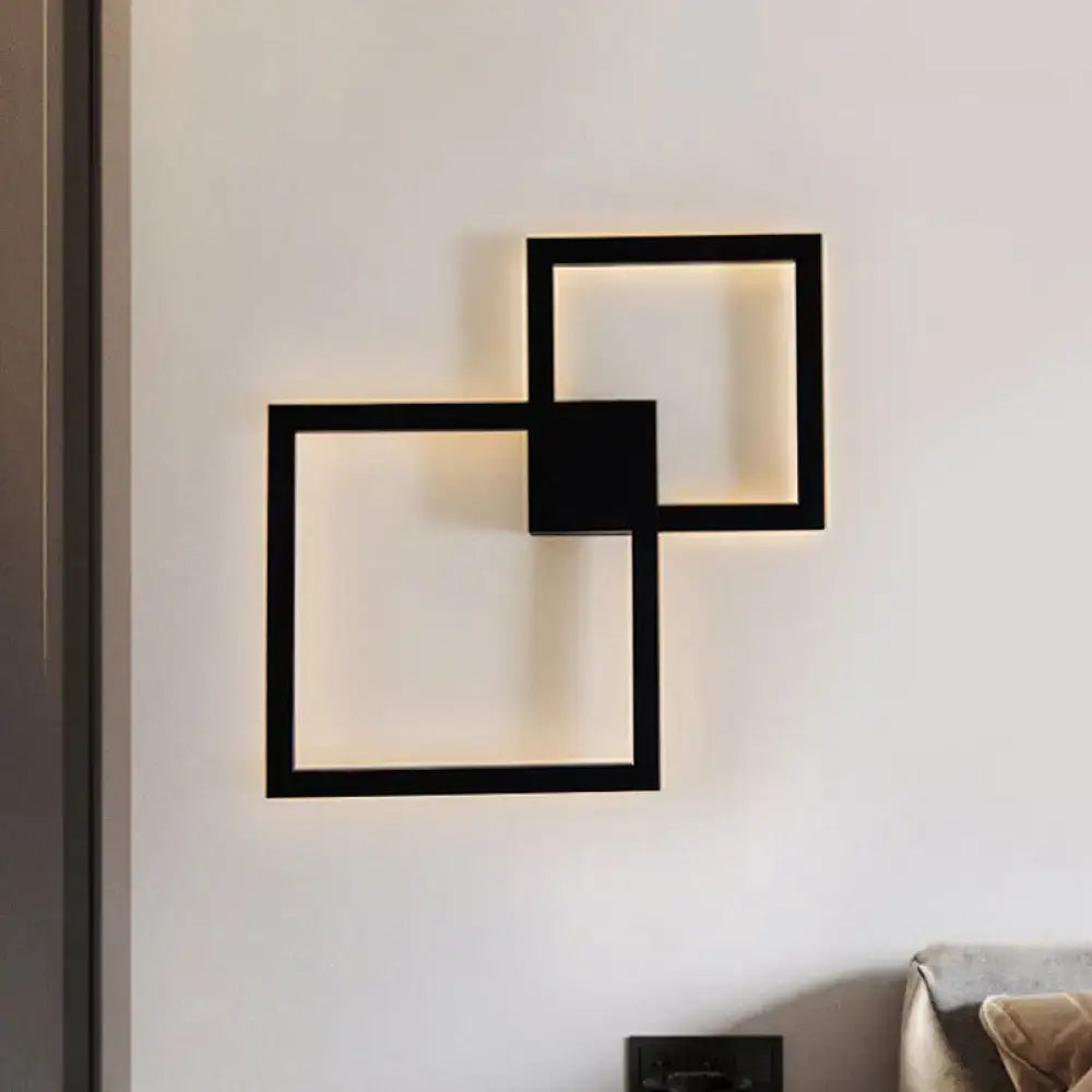 Modern black & white overlapping square acrylic shade wall sconce dining room
