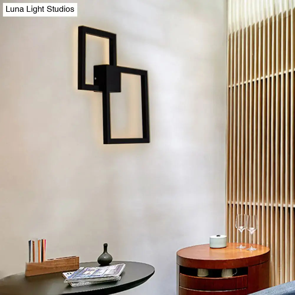 Modern black & white overlapping square acrylic shade wall sconce dining room