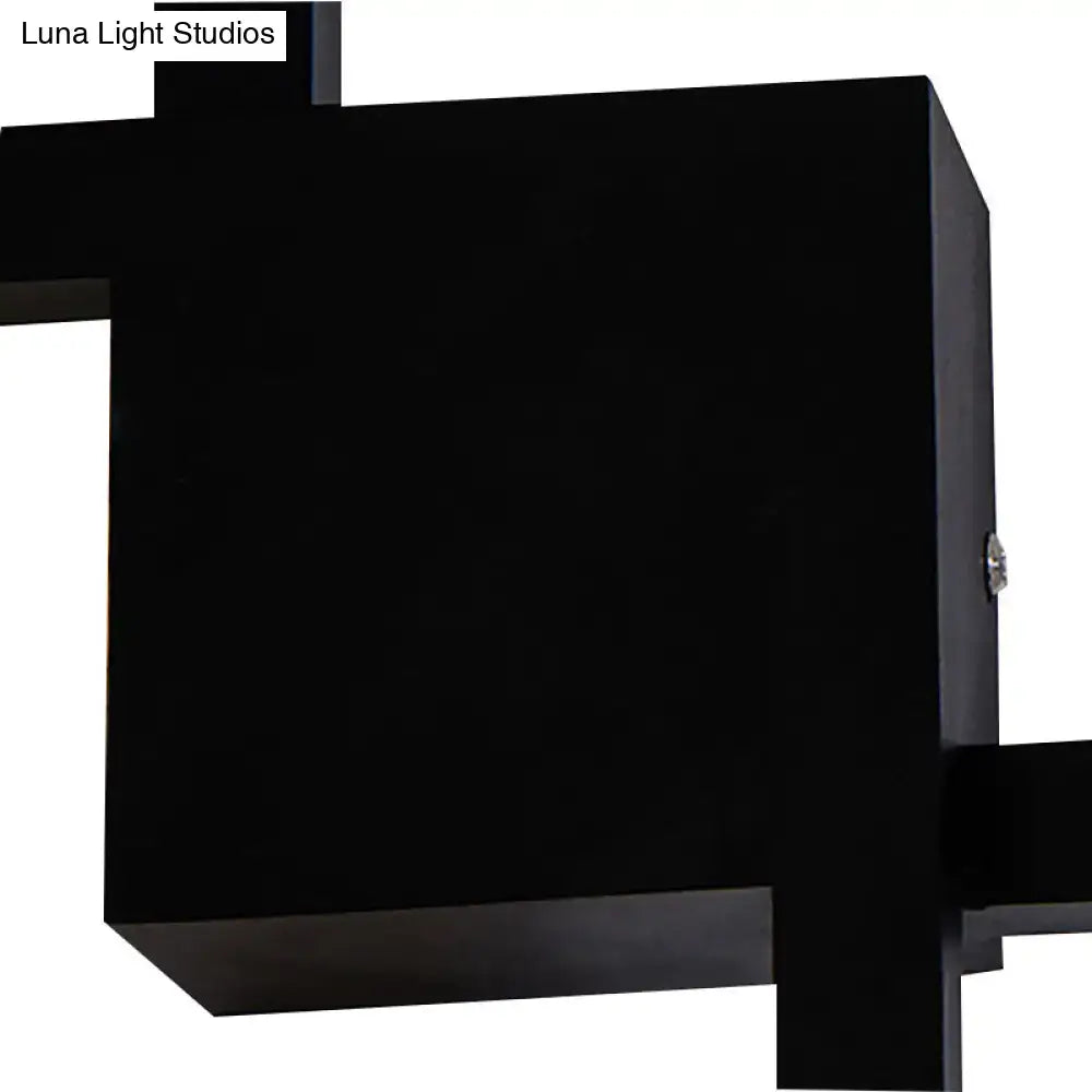 Modern black & white overlapping square acrylic shade wall sconce dining room