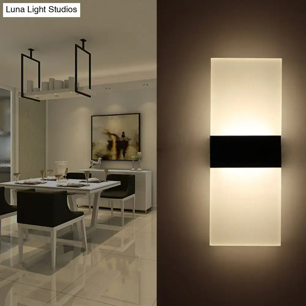 DecorBites™ Minimalist Black/White Rectangular LED Sconce Light - Thinnest Wall Mounted Lamp in Warm/White Light - 11.5"/16" W