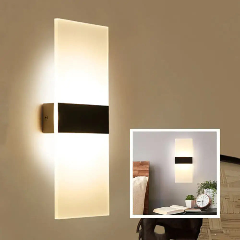 DecorBites™ Minimalist Black/White Rectangular LED Sconce Light - Thinnest Wall Mounted Lamp in Warm/White Light - 11.5"/16" W