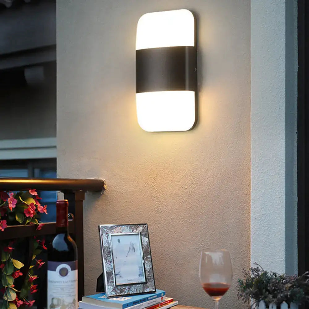 Modern black & white rectangular sconce light living room warm white