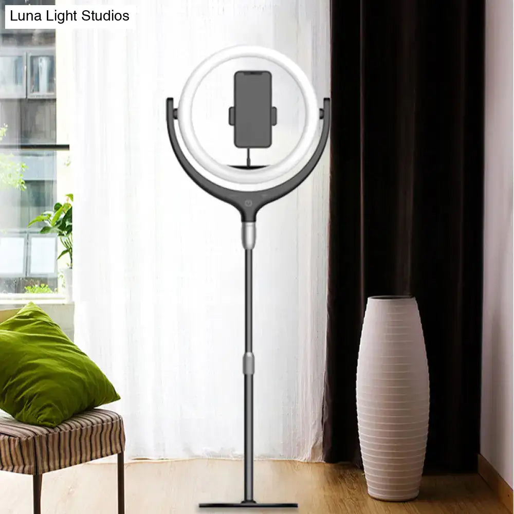 Modern black & white ring led mirror lamp bedroom phone stand