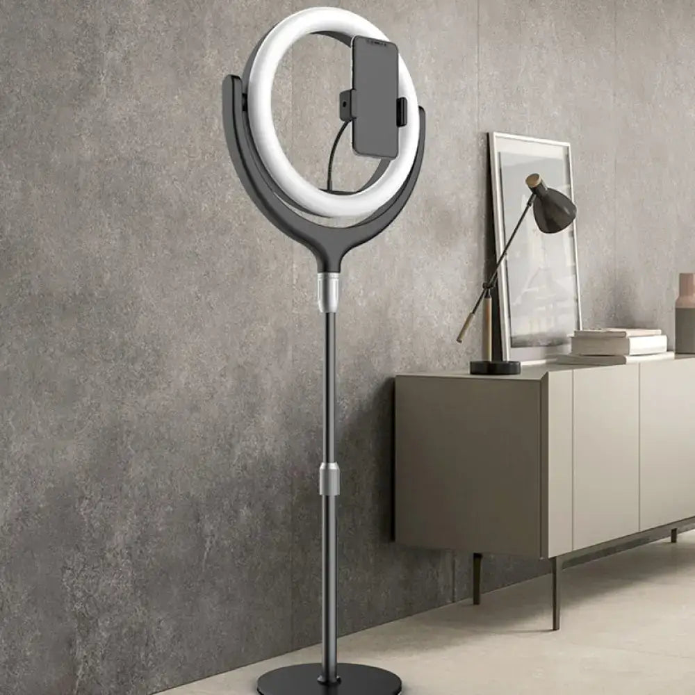 Modern black & white ring led mirror lamp bedroom phone stand