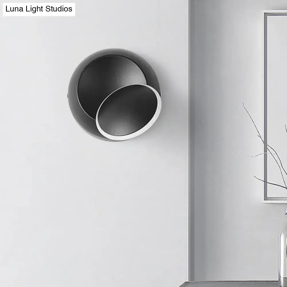 Modern black & white rotating eclipse wall lamp bedroom led sconce
