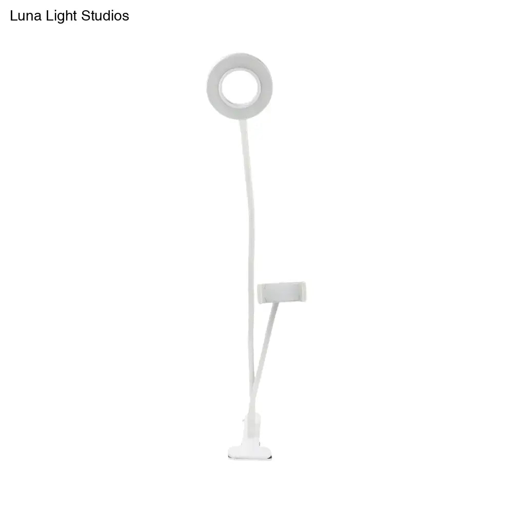 DecorBites™ Sleek Metal Round USB Mirror Lamp with Portable LED Fill Lighting and Flexible Arm, Simplicity Black/White Finish