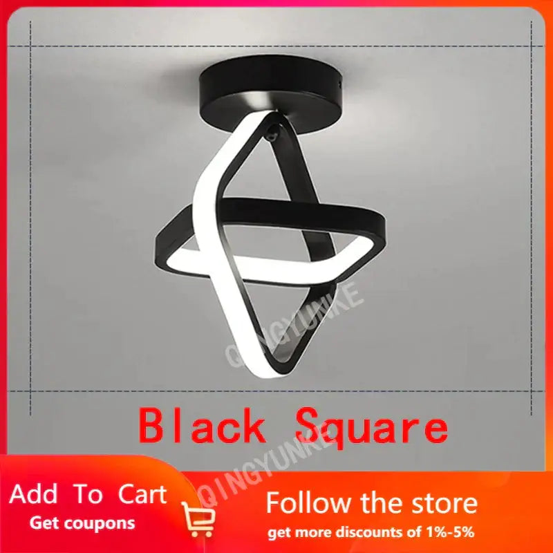 DecorBites™ Black Square LED Ceiling Lamp: Modern Lighting for Corridor, Aisle, Cloakroom, Balcony