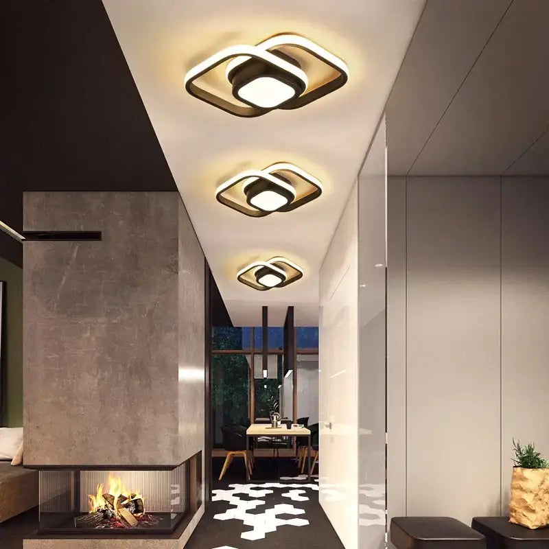 DecorBites™ Black Square LED Ceiling Lamp: Modern Lighting for Corridor, Aisle, Cloakroom, Balcony