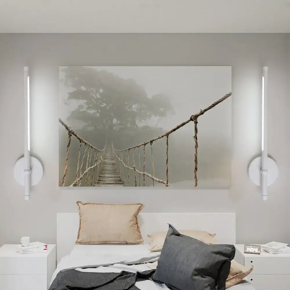 Modern black & white tubular led sconce – bedroom direct wired light