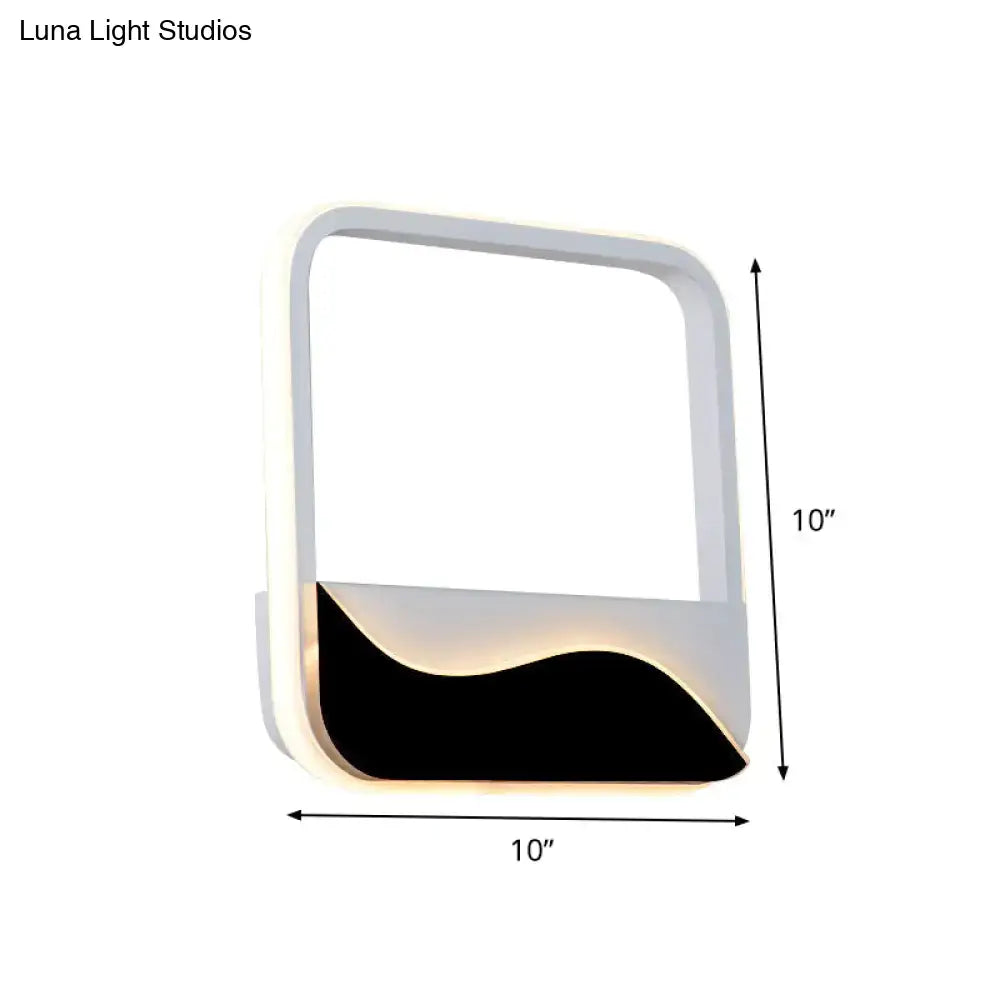 DecorBites™ Minimalist LED Wall Light w/ Wave Patterned Acrylic Frame - black/white, warm/white