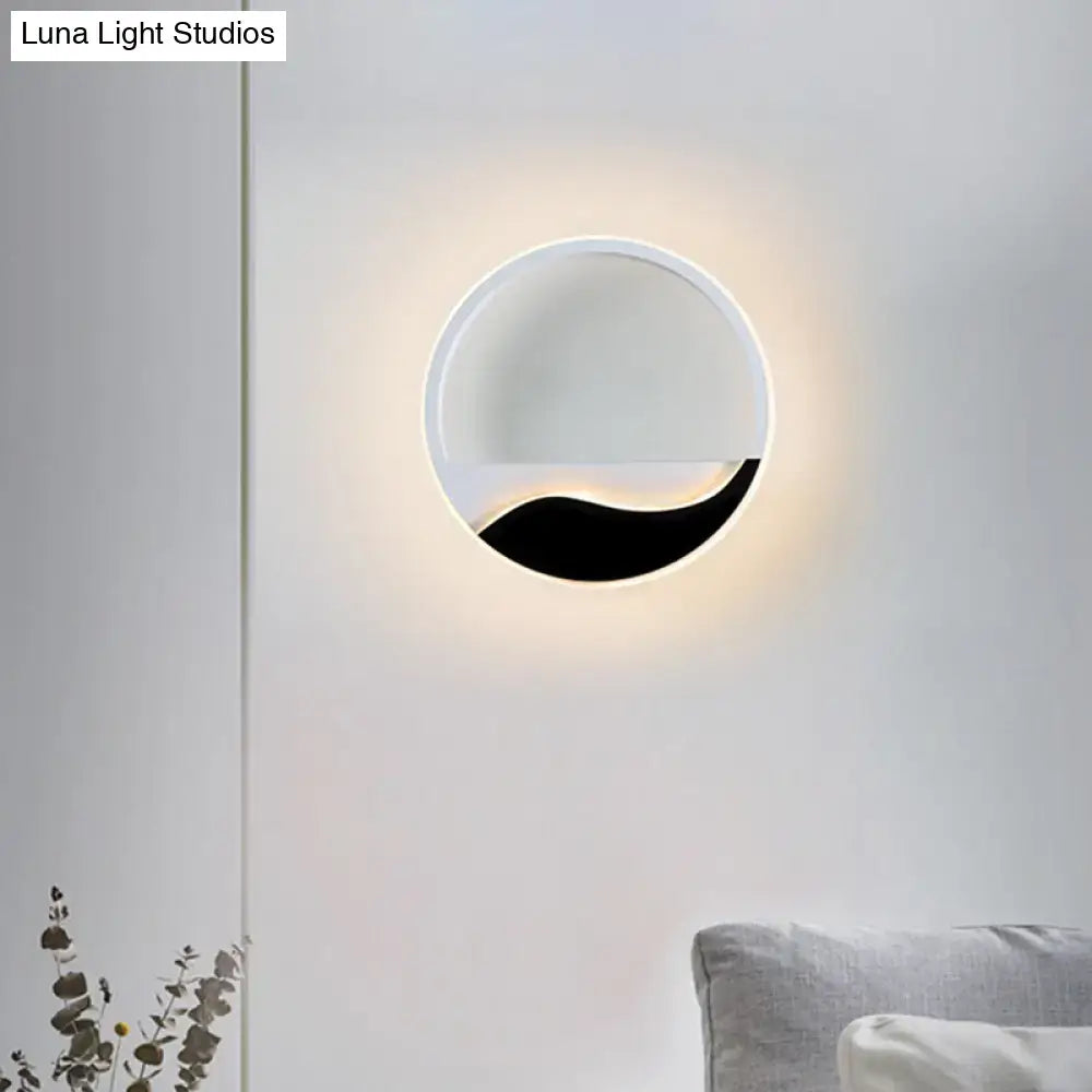 DecorBites™ Minimalist LED Wall Light w/ Wave Patterned Acrylic Frame - black/white, warm/white