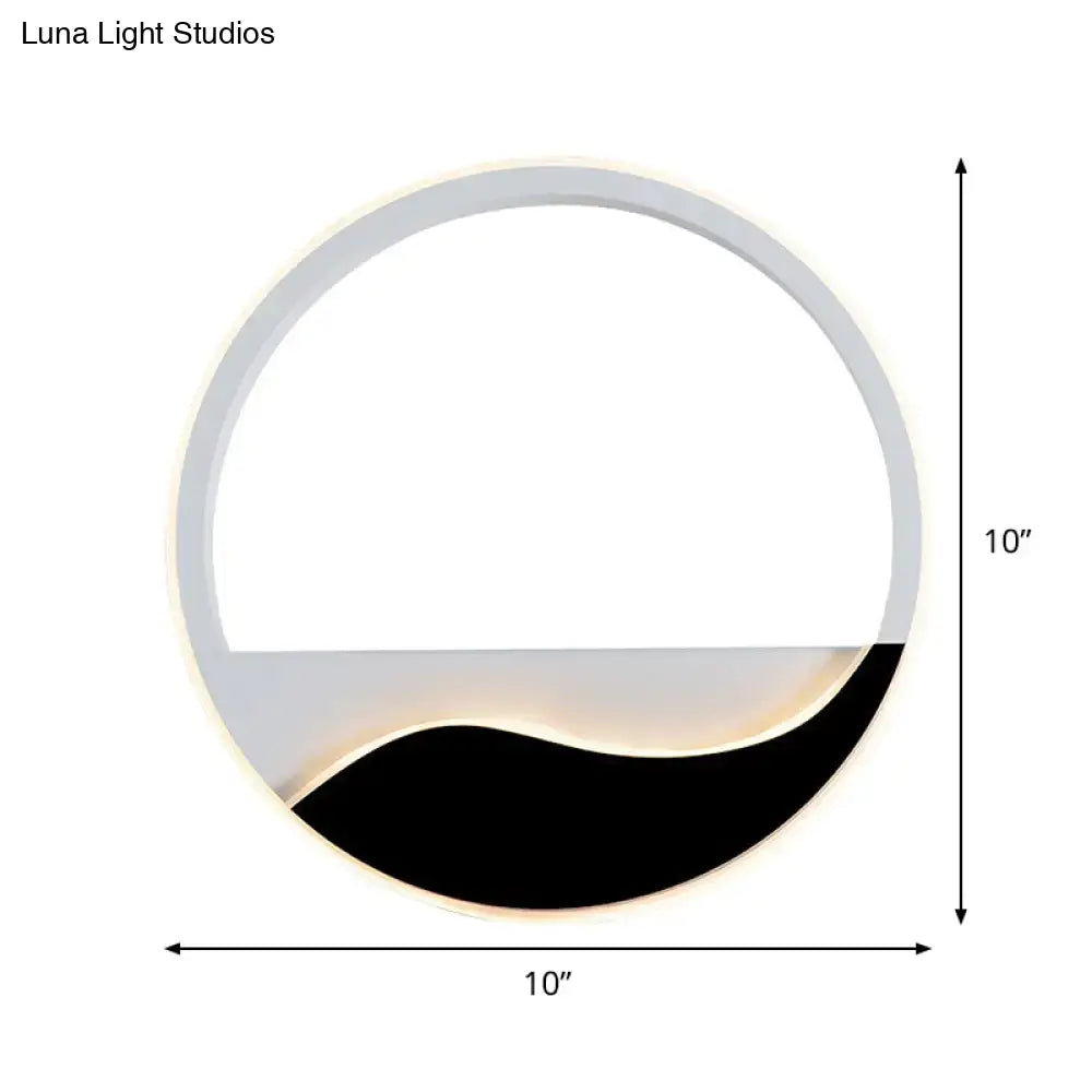 DecorBites™ Minimalist LED Wall Light w/ Wave Patterned Acrylic Frame - black/white, warm/white
