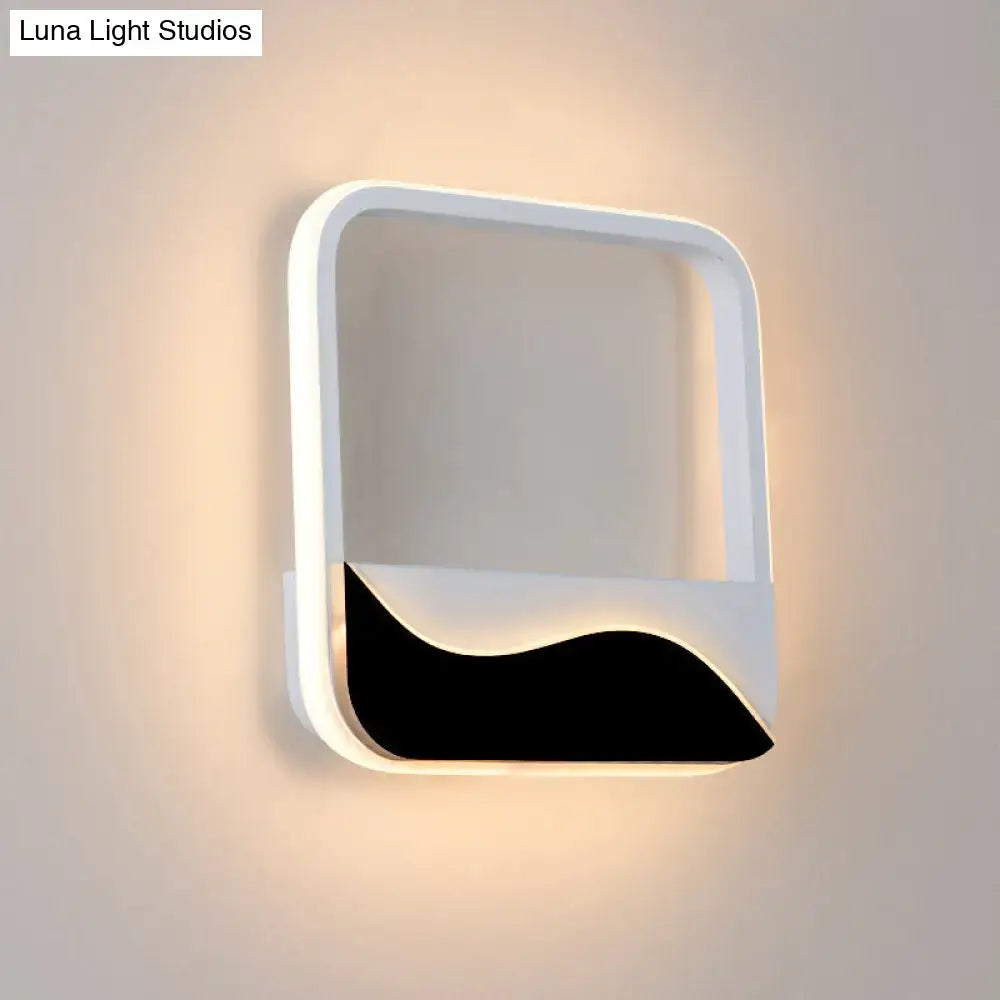 DecorBites™ Minimalist LED Wall Light w/ Wave Patterned Acrylic Frame - black/white, warm/white