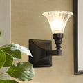 DecorBites™ Modern Black Wide Flare Flush Mount Wall Sconce with Crystal Accent – Bedside Light Fixture