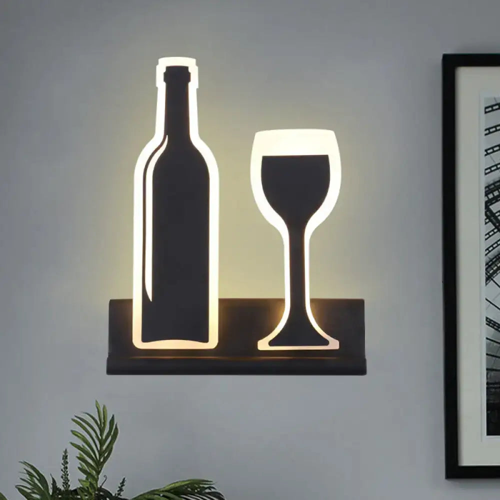 Modern black wine sconce light – dining room led wall decor