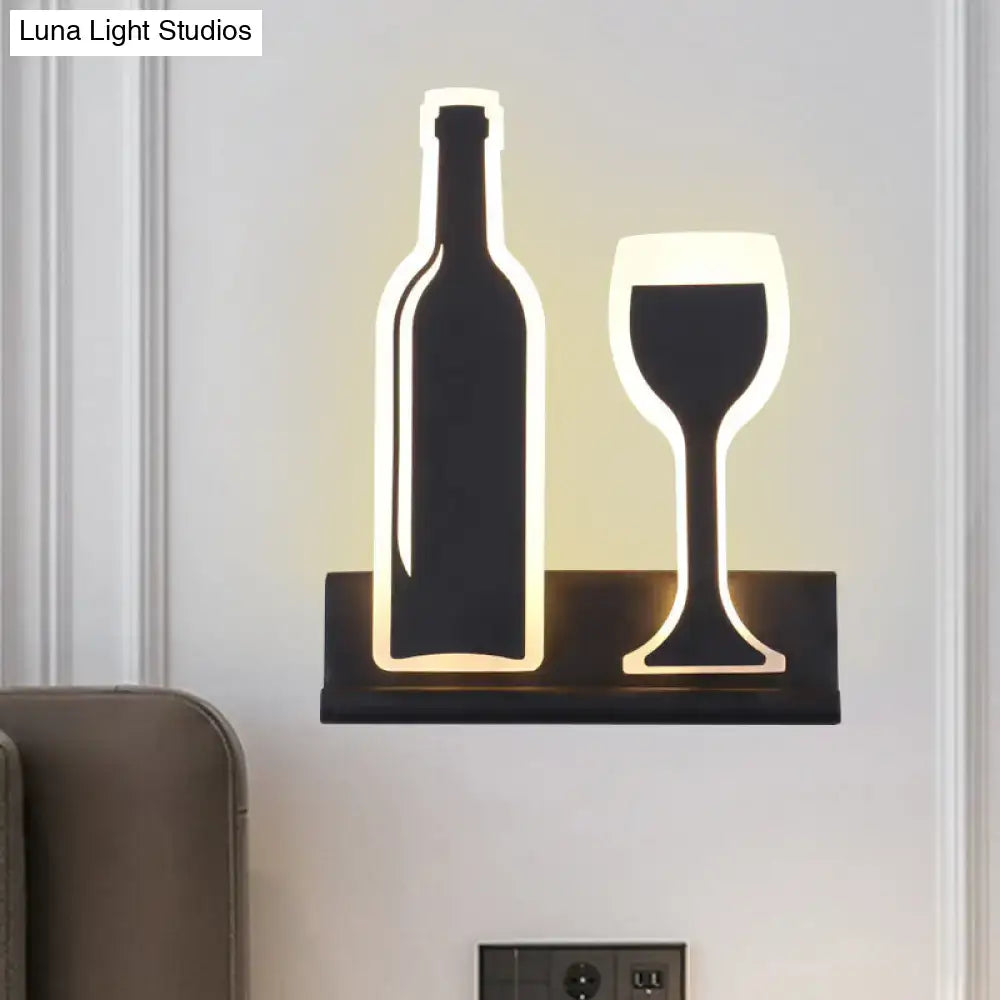 Modern black wine sconce light – dining room led wall decor