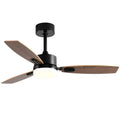 Modern black & wood blade ceiling fan with led light for living room
