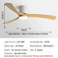 Modern black wooden ceiling fan with led light and remote bedroom