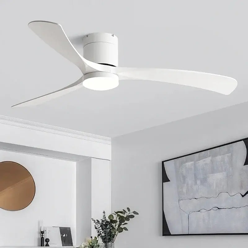 Modern black wooden ceiling fan with led light and remote bedroom