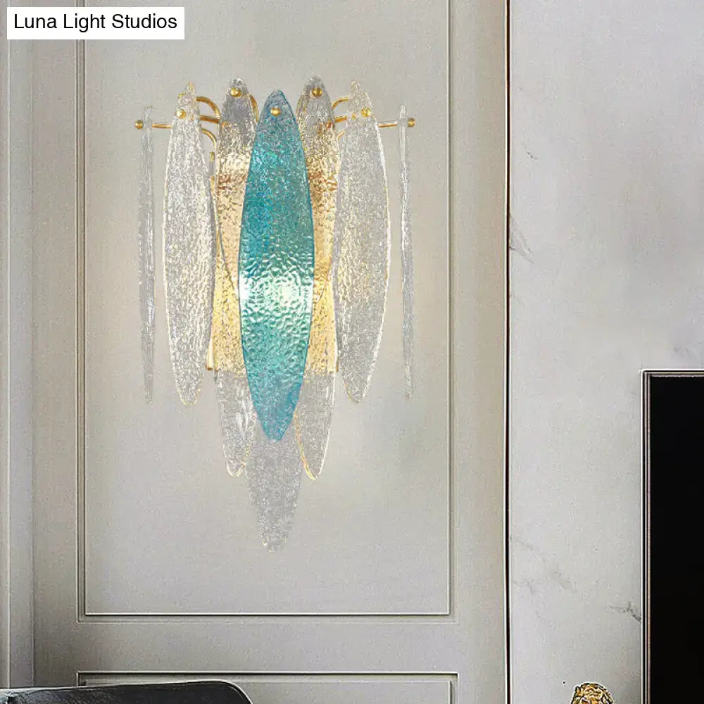 Modern blue & amber glass fish wall lamp living room led sconce