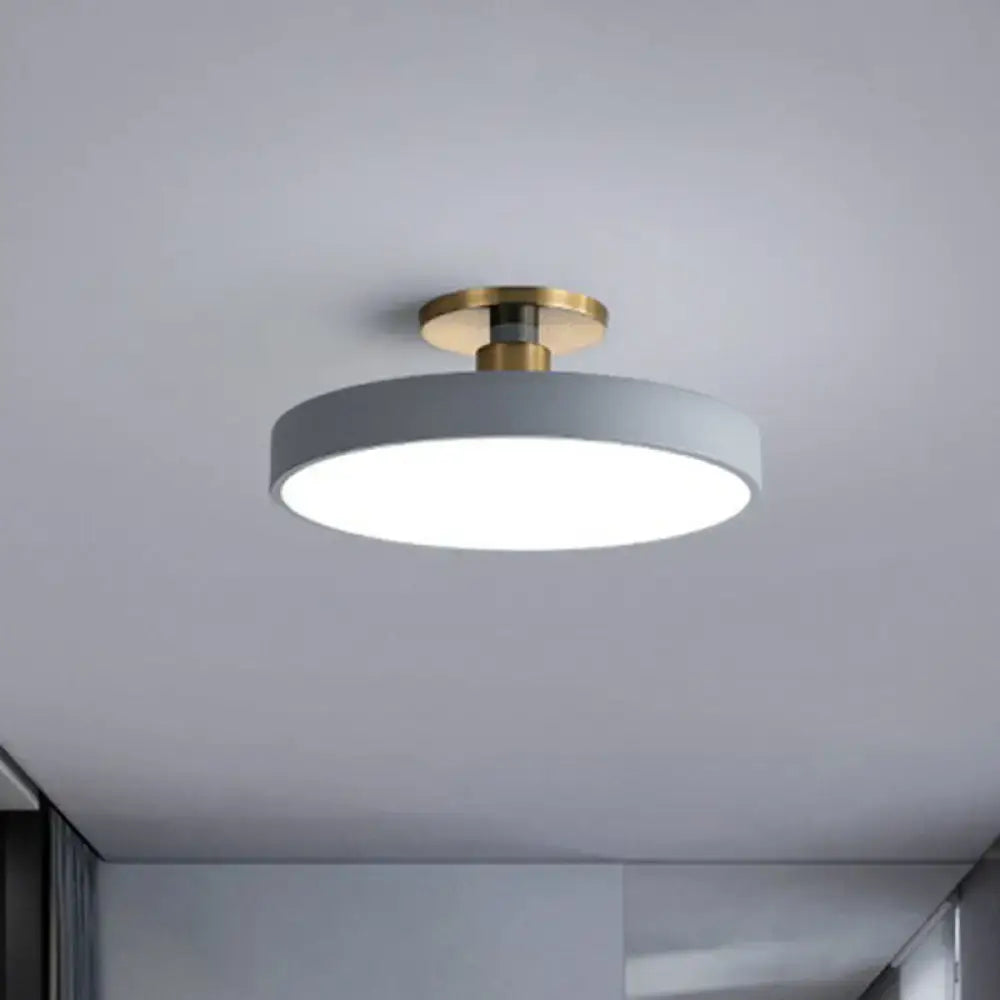 Modern blue and gold round flush mount ceiling light for bedroom