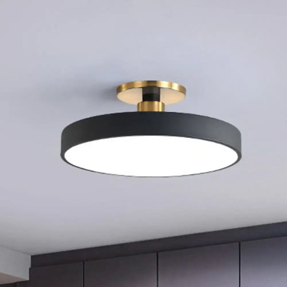 Modern blue and gold round flush mount ceiling light for bedroom