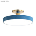 Modern blue and gold round flush mount ceiling light for bedroom