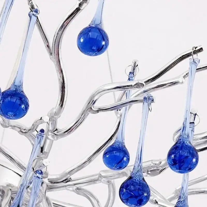 DecorBites™ Blue Crystal LED Chandelier: Luxury Classic Pendant Light for Living Room.
