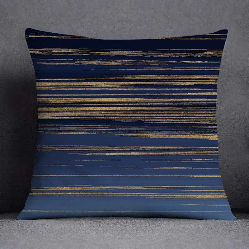 DecorBites™ Blue Geometric Floral Design Pillowcase - Modern Home Decor Cushion Cover
