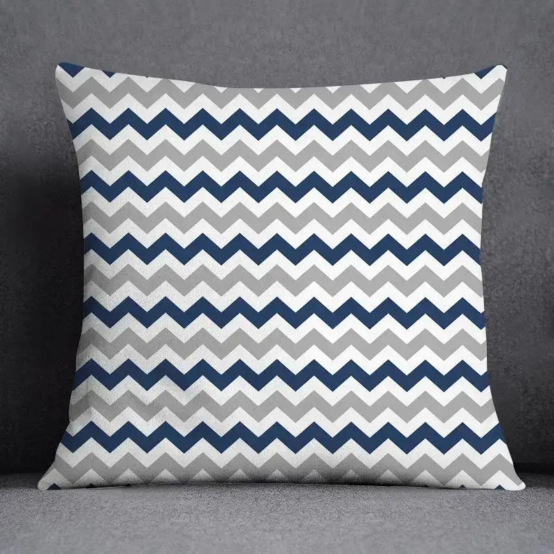 DecorBites™ Blue Geometric Floral Design Pillowcase - Modern Home Decor Cushion Cover