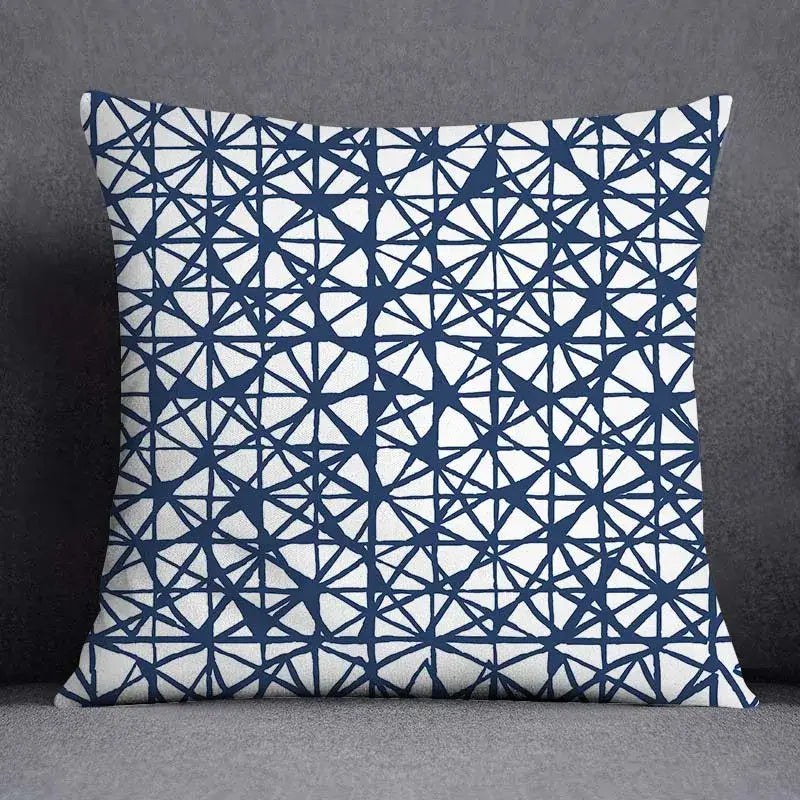 DecorBites™ Blue Geometric Floral Design Pillowcase - Modern Home Decor Cushion Cover