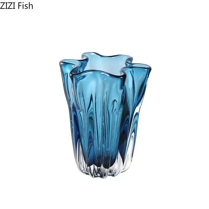 DecorBites™ Blue Glass Hydroponic Vase: Modern Desk Floral Decor & Room Aesthetic
