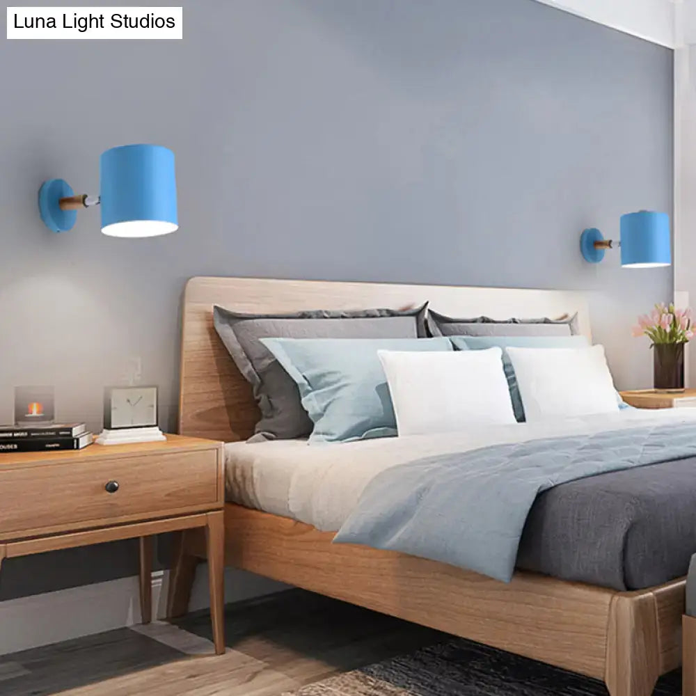 DecorBites™ Blue Metal Wall Lamp with Rotating Node - Tubular Macaron Sconce Light