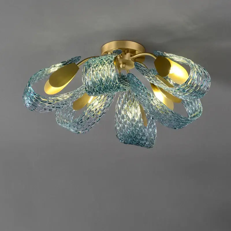 DecorBites™ Blue Queen Crystal Glass Ceiling Chandelier for Bedroom