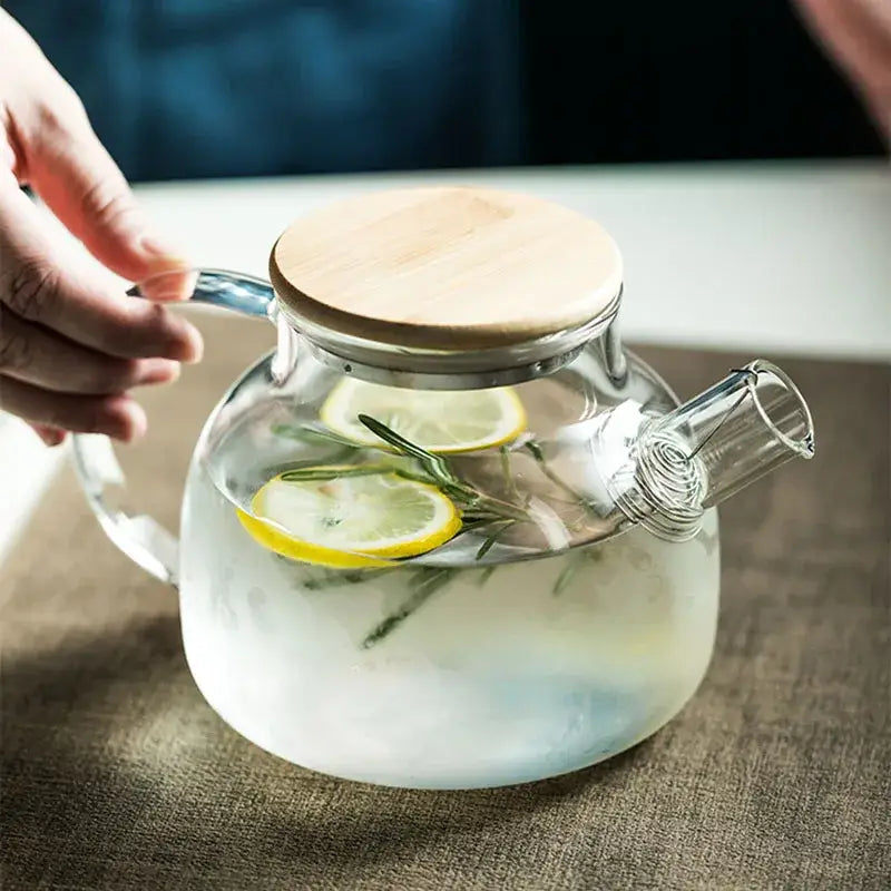 DecorBites™ 1.8L Transparent Borosilicate Glass Teapot | Heat-Resistant Flower Tea Set