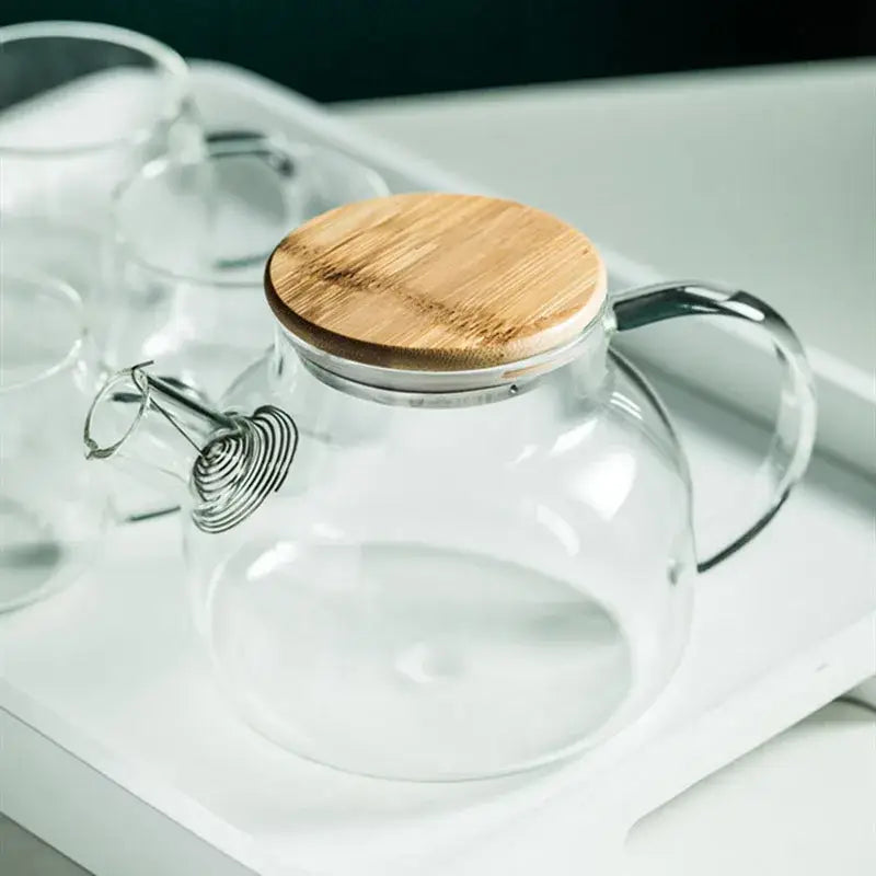 DecorBites™ 1.8L Transparent Borosilicate Glass Teapot | Heat-Resistant Flower Tea Set