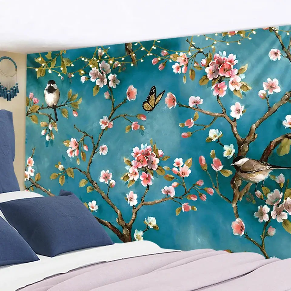 DecorBites™ Botanical Wildflower Tapestry Wall Hanging Flower Chart Hippie Bohemian Tapestries