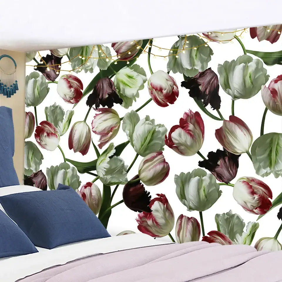 DecorBites™ Botanical Wildflower Tapestry Wall Hanging Flower Chart Hippie Bohemian Tapestries