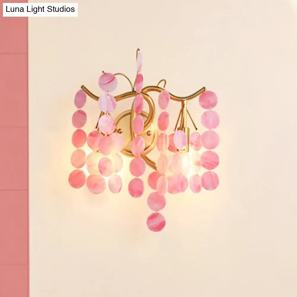 DecorBites™ Modern Branch Design Bedroom Wall Lamp - Blue/Pink Glass, 2 Lights, Open Bulb