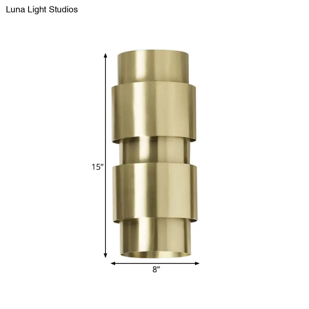 Modern brass 3 tier metal shade wall sconce foyer light