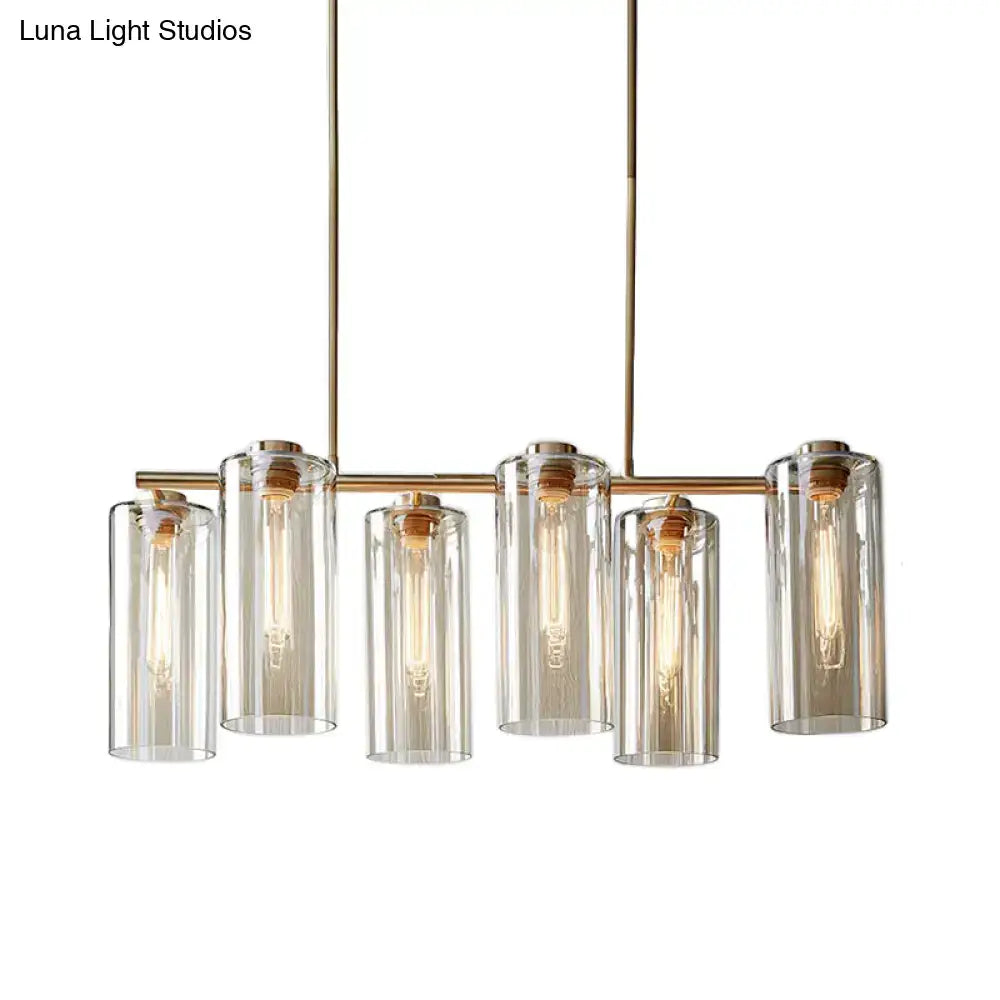 DecorBites™ Modern Champagne Pendant Lighting Fixture with Cognac Glass Shades - 6 Bulbs Dining Room Island Light