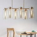 DecorBites™ Modern Champagne Pendant Lighting Fixture with Cognac Glass Shades - 6 Bulbs Dining Room Island Light