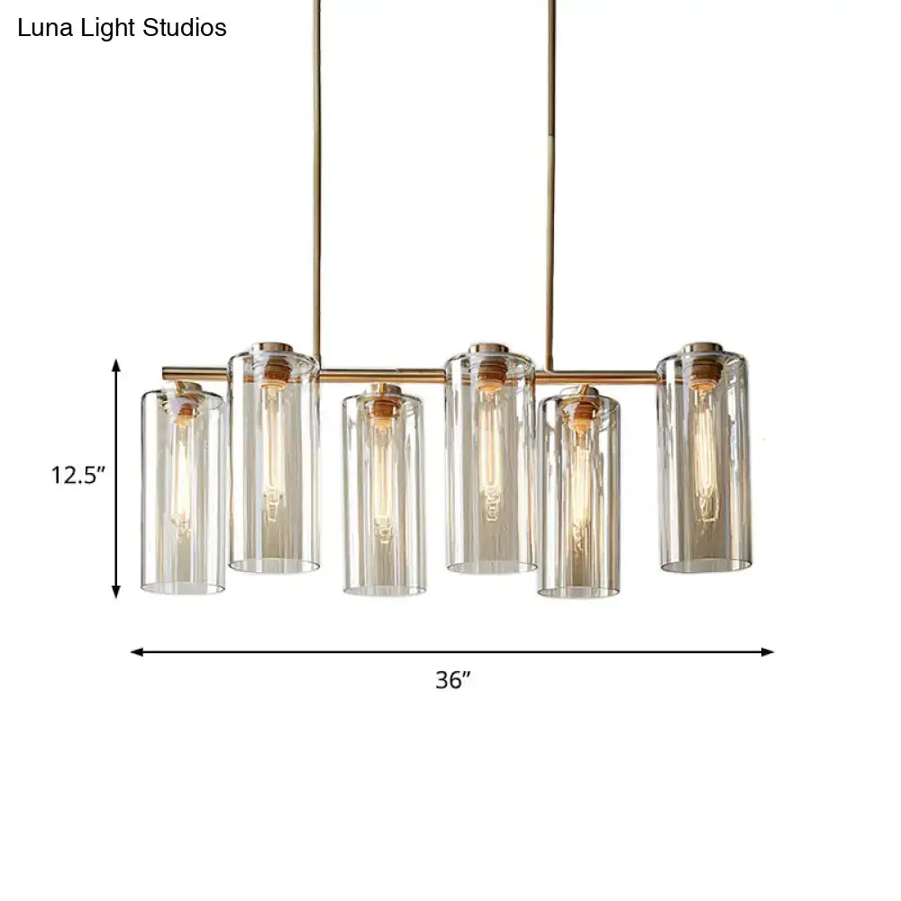 DecorBites™ Modern Champagne Pendant Lighting Fixture with Cognac Glass Shades - 6 Bulbs Dining Room Island Light