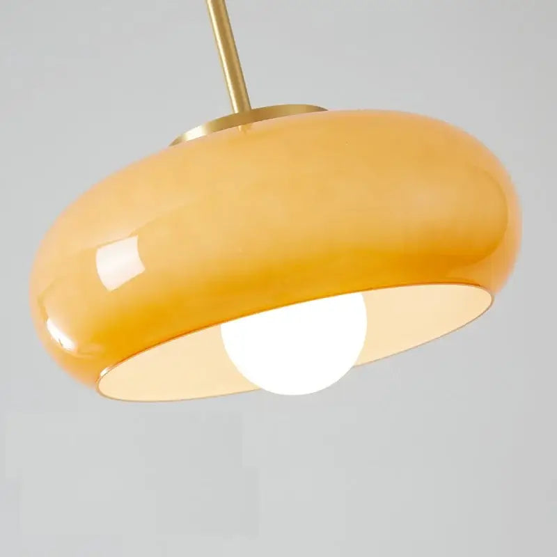 DecorBites™ Copper Bauhaus LED Pendant Light - Orange Glass Fixture for Home Indoor Lighting
