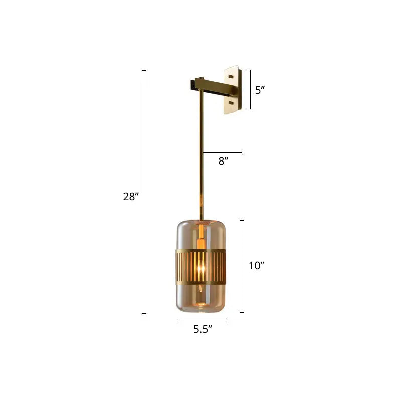 DecorBites™ Modern Brass Wall Sconce Light with Glass Shade - Postmodern Cylindrical Fixture