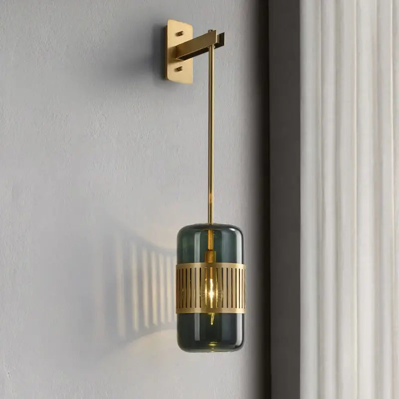 DecorBites™ Modern Brass Wall Sconce Light with Glass Shade - Postmodern Cylindrical Fixture