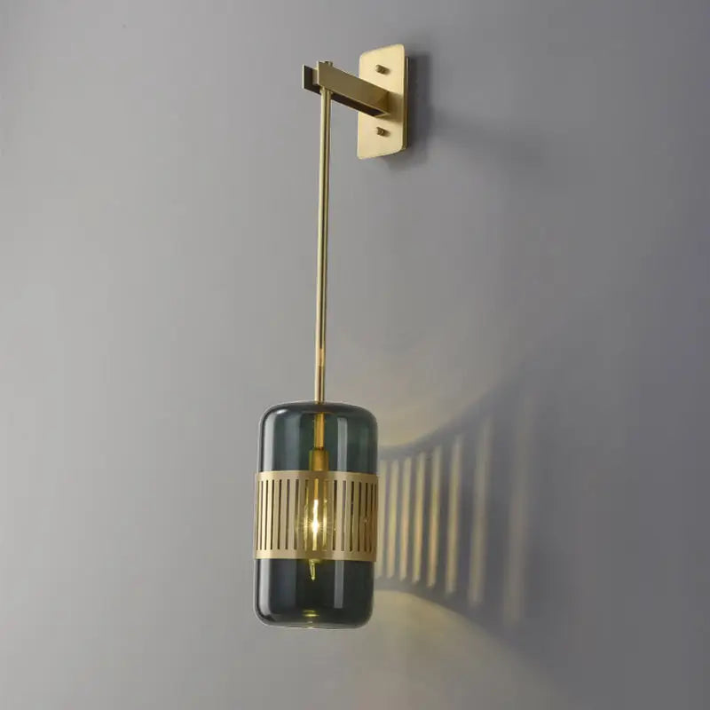 DecorBites™ Modern Brass Wall Sconce Light with Glass Shade - Postmodern Cylindrical Fixture