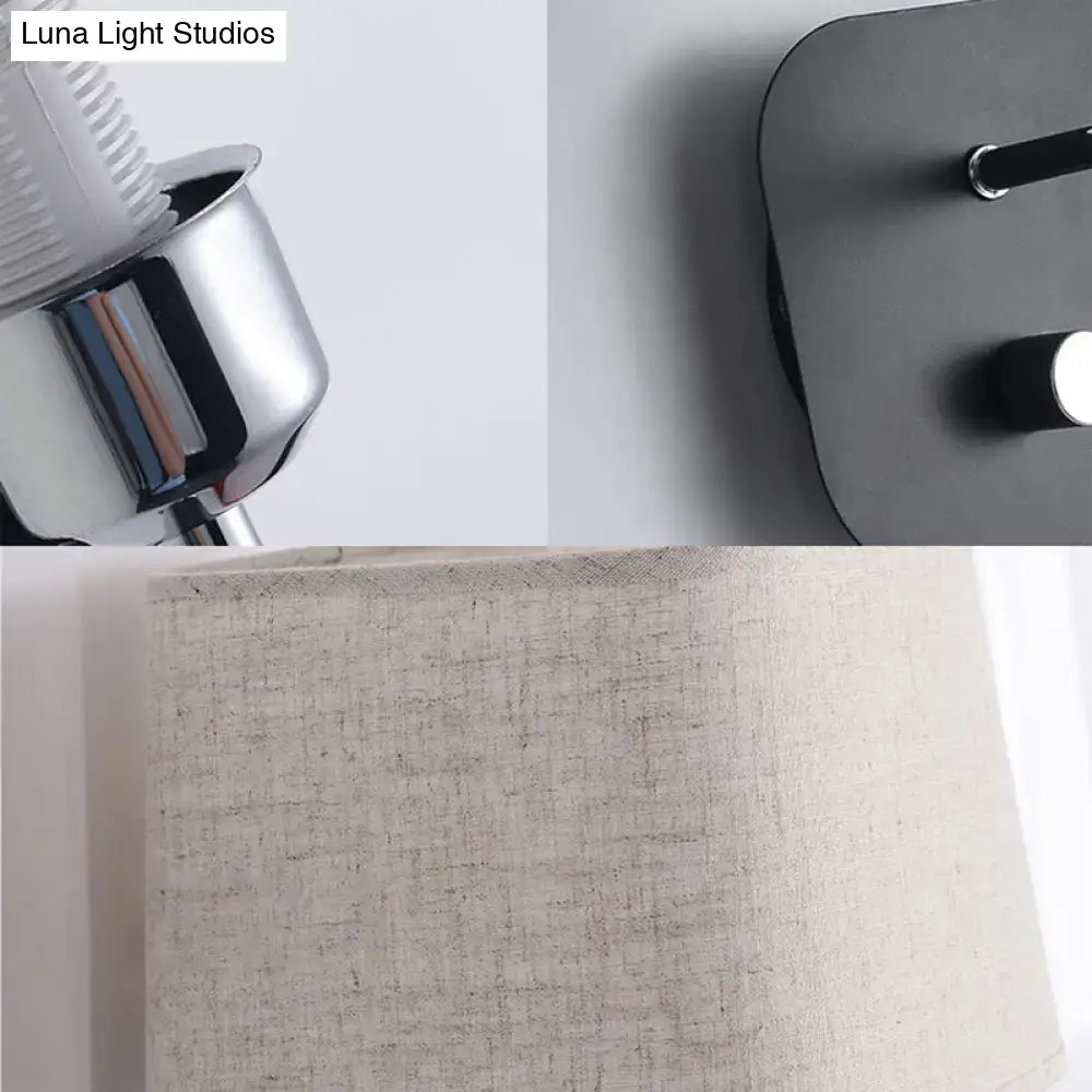 Modern brass and beige linen wall sconce lighting bedroom lamp