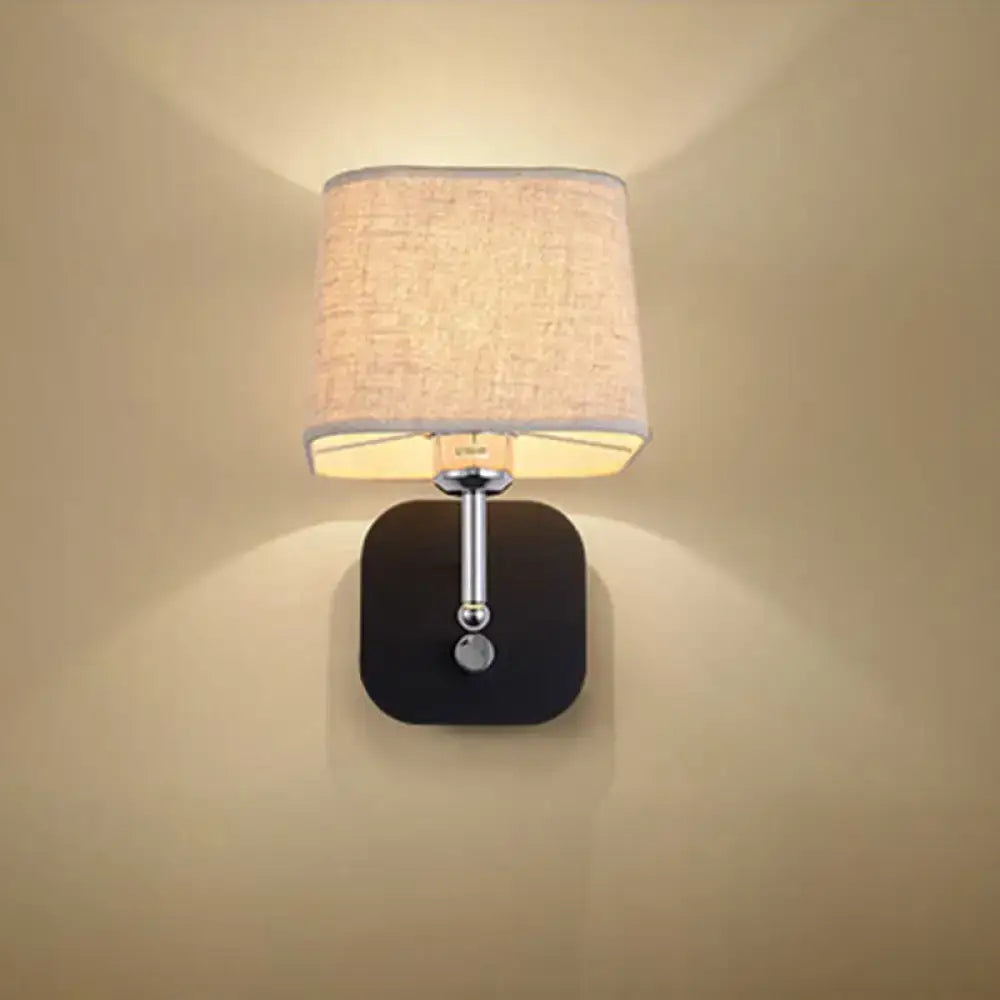 Modern brass and beige linen wall sconce lighting bedroom lamp